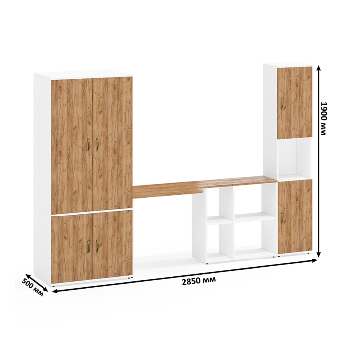 Домашние кабинеты, Стол-трансформер рабочий Лидер-8 с пеналом и бельевым шкафом для одежды
