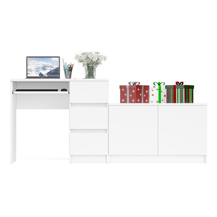 Прямые компьютерные столы, Тумба Мори МА900.1 и стол компьютерный МС-6 ящики справа