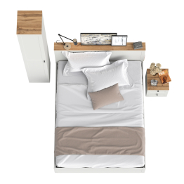 Кровать со спальным местом 1600 с ортопедическим основанием Остин с тумбой прикроватной и шкаф-пенал