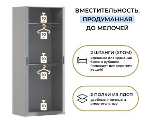 Шкаф двухдверный Макс 1000 мм, вариант №4 (ЛДСП/МДФ)