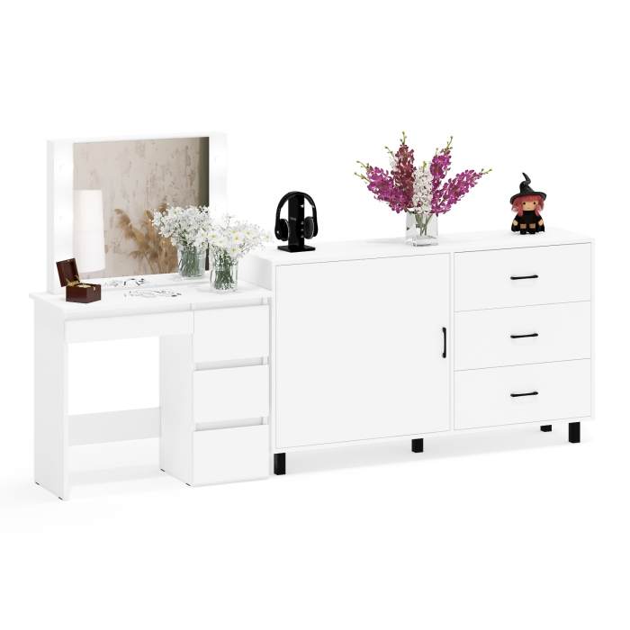 Туалетные столики, Столик косметический с подсветкой Сура и тумба-комод 122-1504