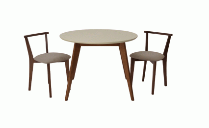 Стол Сканди К 100 орех/слоновая кость со стульями Франк орех велюр бежевый