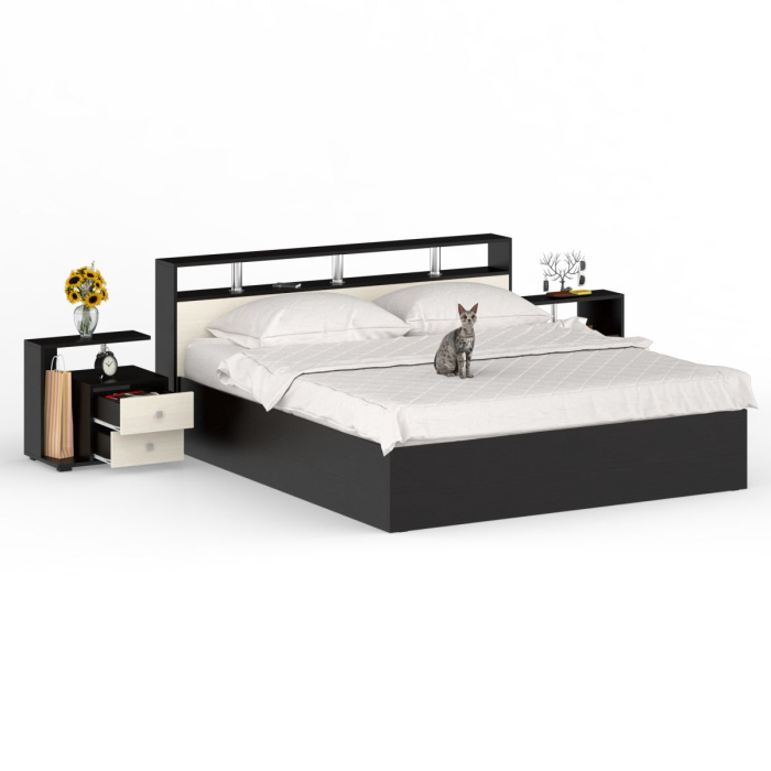 Спальные гарнитуры, Кровать Камелия 1800 с двумя прикроватными тумбами