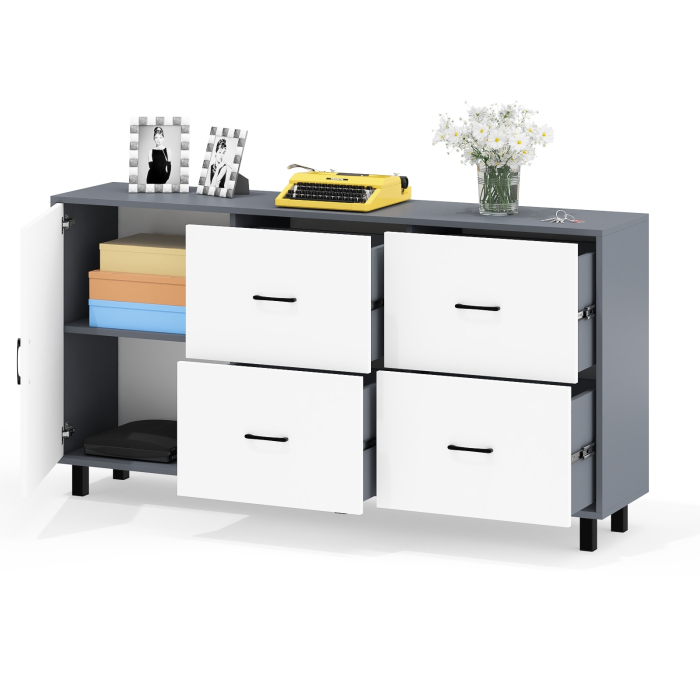 Комоды, Комод широкий с дверкой и ящиками РВК 125-1704