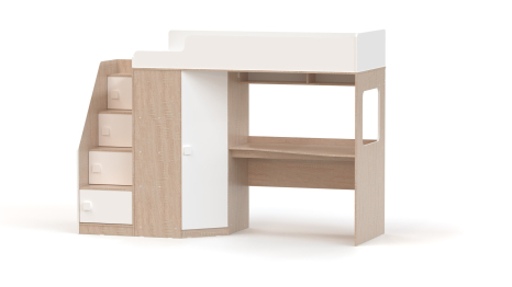 Кровать-чердак с угловым шкафом и столешницей Ridgimmi 11