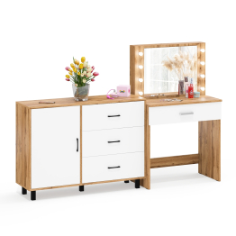 Косметический стол с подсветкой и выдвижным ящиком СТ-4 и комод 122-1204