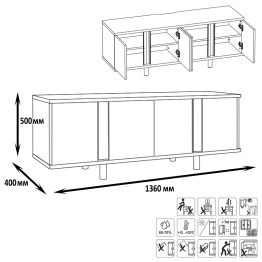 Тумба ТВ 13.276 с кроватью Муссон с основанием 1600 и комод 13.97