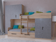 Для подростков, Кровать двухъярусная Лео Дуб Сонома