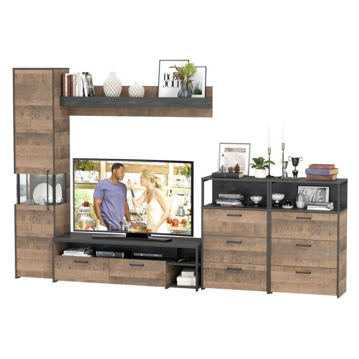 Стенки для гостиной, Гостиная лофт с подсветкой пенала Трувор № 101