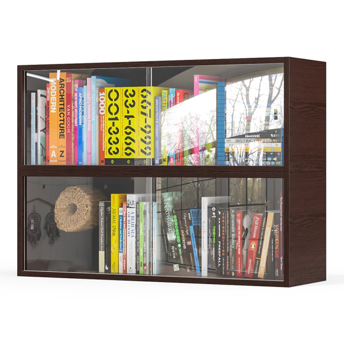 Настенные полки, Комплект из двух книжных полок со стеклом КН-01