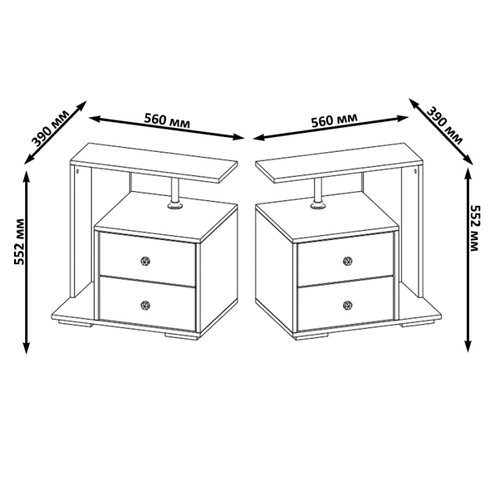Прикроватные тумбы, Комплект прикроватных тумб Камелия