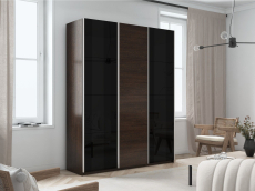 Шкафы-купе 3-х дверные, Шкаф-купе Прайм 3-х дверный Стекла черные/ДСП/Доводчики 210х57х230