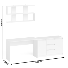 Стол письменный Мори 1200 с открытой полкой и тумбой-комодом