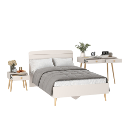 Кровать Афина 1200 с прикроватной тумбочкой и столом с ящиками