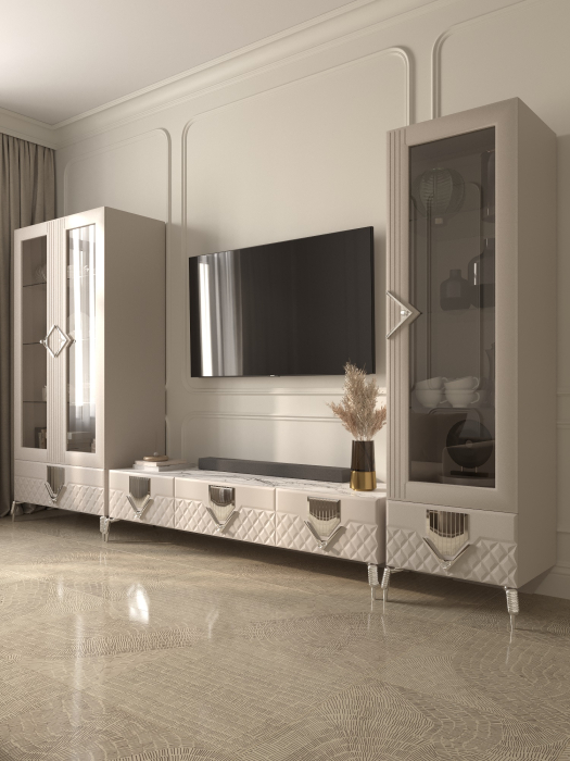 Шкафы распашные, Шкаф витрина распашной 2-дверный Савелья кашемир