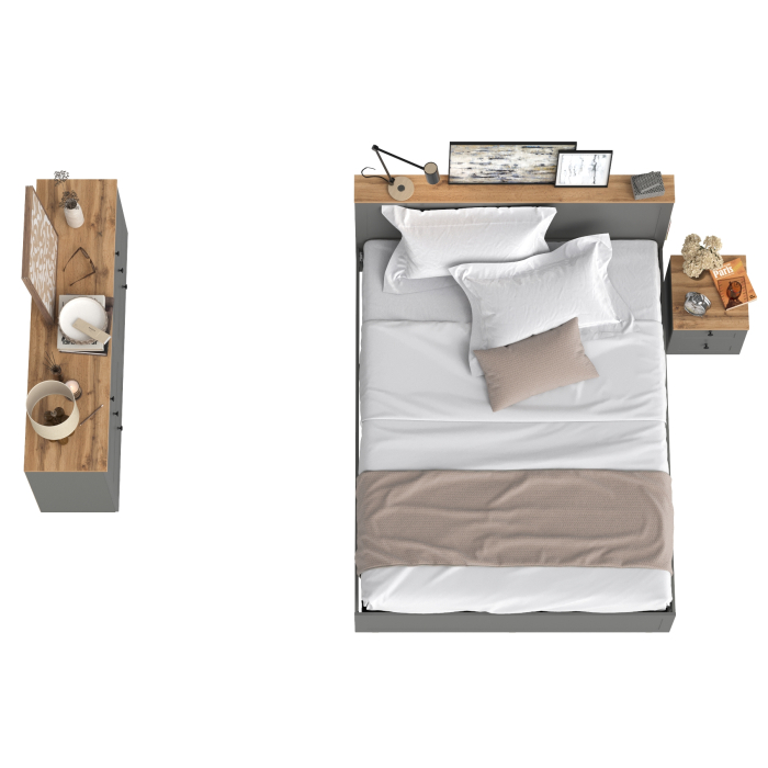 Спальные гарнитуры, Гарнитур спальный Остин из комода 16.240 с кроватью с ортопедическим основанием и тумбы прикроватной