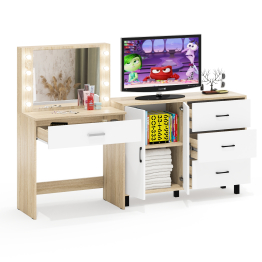 Столик туалетный с подсветкой СТ-4 и комод-тумба с ящиками 123-1204