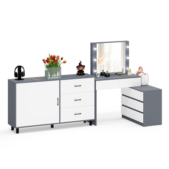 Туалетные столики, Стол-трансформер косметический с подсветкой 110 и комод-тумба три ящика 122-1504