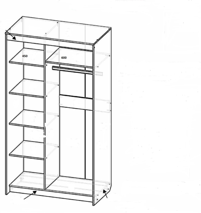 Шкафы-купе, Шкаф-купе шк-18 двух дверный с зеркалом