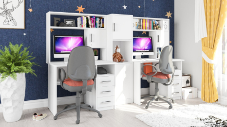 Стенка из компьютерных столов для двоих человек СК-9