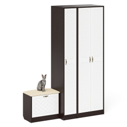 Шкаф с пеналом и тумбой для обуви с мягким сиденьем П-6-500 фрезеровка ромб