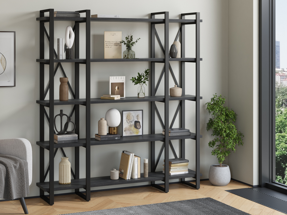 Стеллажи, Стеллаж Айсберг Лофт 160х182-4 v3 черный