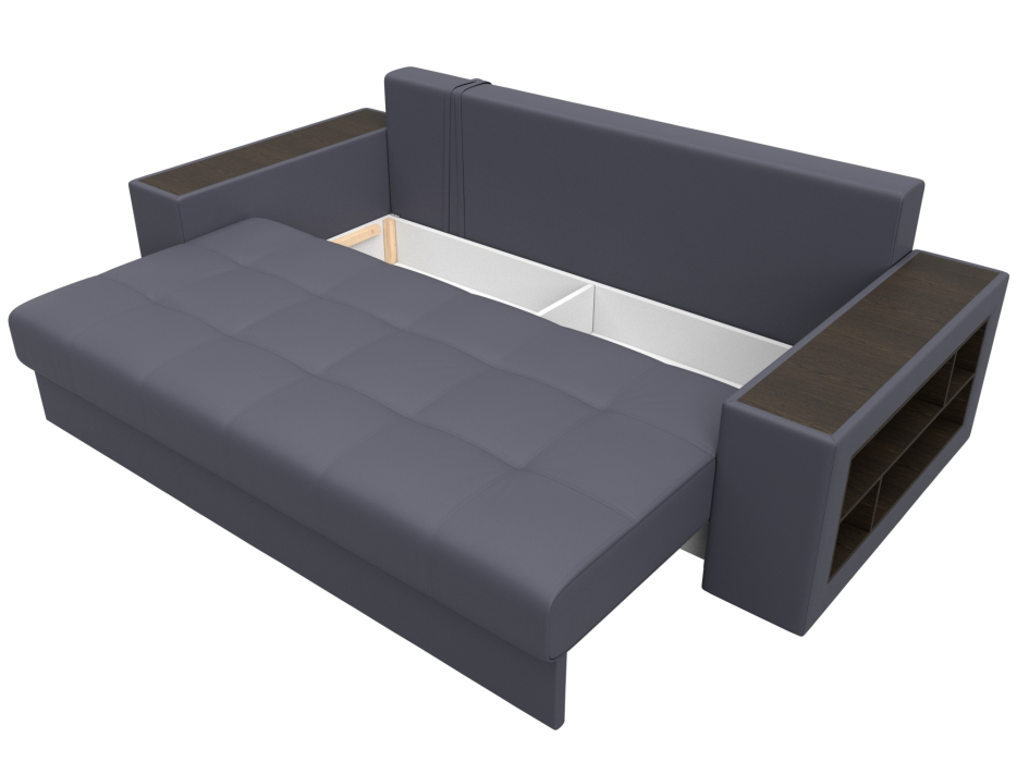 Диваны еврокнижки, Диван прямой Дубай полки справа, экокожа GRIFON