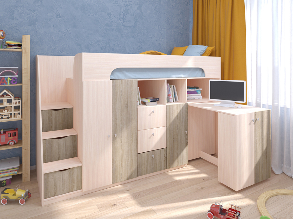 Кровати-чердаки, Кровать-чердак Астра 11 Дуб молочный