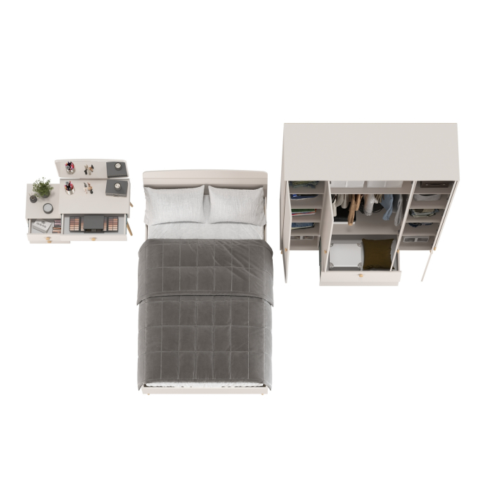 Спальные гарнитуры, Спальня Афина Сп10 - 4-х дверный шкаф-комод с кроватью 1200 и трюмо с зеркалом