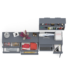 Комод шесть ящиков Мори МК1380.6 со столом с ящиком и дверкой справа и полка