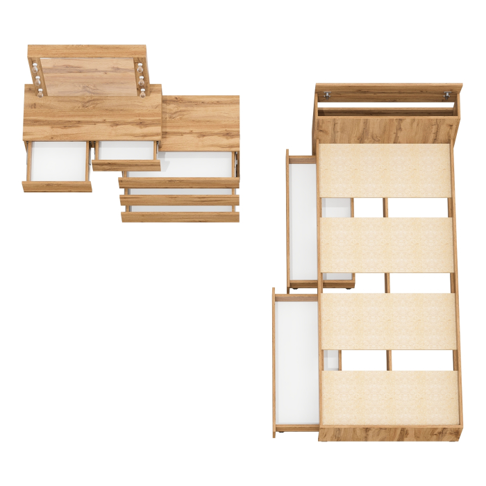 Спальные гарнитуры, Стол косметический с подсветкой 110 с кроватью с выдвижными ящиками Ксения 900