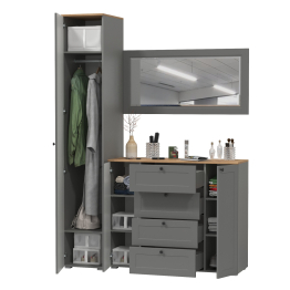 Комод четыре ящика и две дверки с пеналом для прихожей и зеркалом Остин