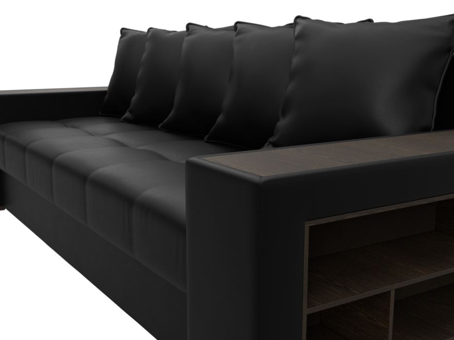 Диваны еврокнижки, Диван прямой Дубай полки справа, экокожа GRIFON