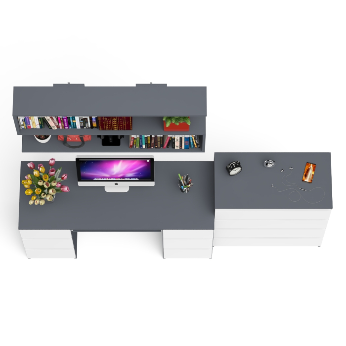 Домашние кабинеты, Стол письменный Мори МС-2 с комодом МК800 4 ящика и полкой 1200