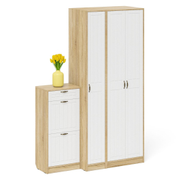 Тумба для обуви две секции в прихожую П-6-500 с пеналом и шкафом фрезеровка прованс