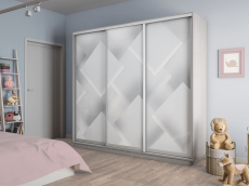 Шкафы-купе 3-х дверные, Шкаф-купе Экспресс 3-х дверный Фотопечать Квадрат Стекла 210х45х240