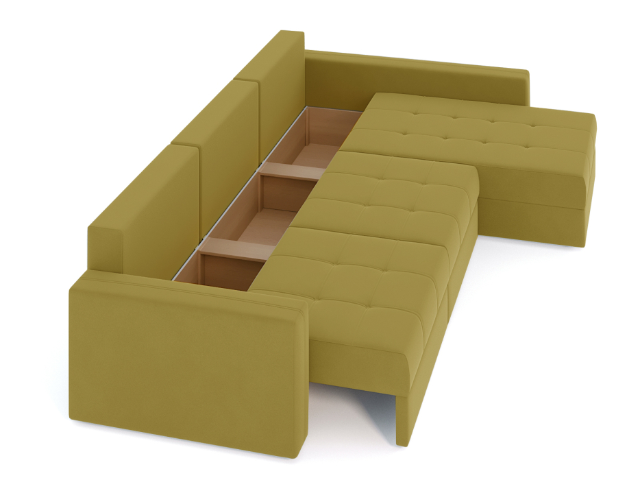 Диваны угловые в гостиную, Диван-кровать угловой Брест 3 секции еврокнижка, велюр