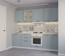 Кухонные гарнитуры, Кухонный гарнитур Регина Белый/МДФ Modern Серый 2,6 м