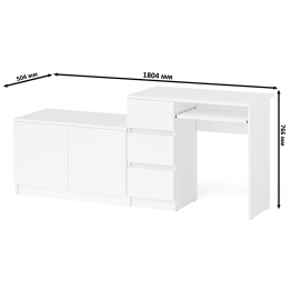 Компьютерный стол три ящика слева с тумбой 900 Мори