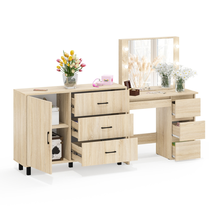 Туалетные столики, Комод-тумба 122-1204 и столик косметический с лампочками Сура