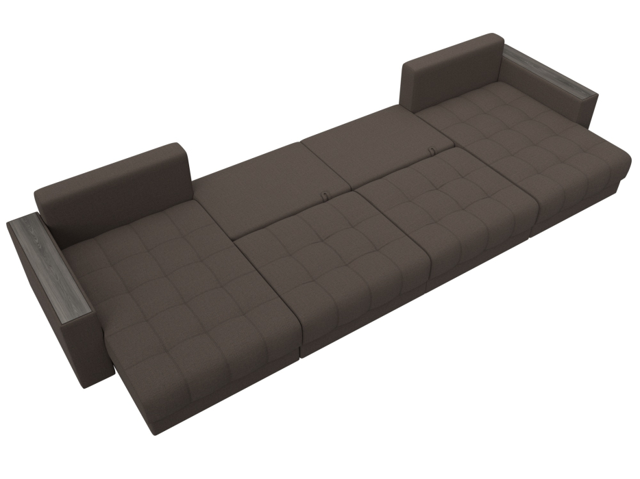 Дизайнерские диваны для гостиной, Диван П-образный с декором Лига-049 НПБ Лонг, рогожка Амур