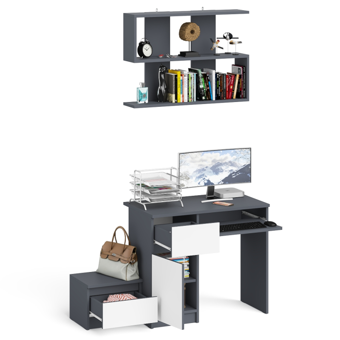 Прямые компьютерные столы, Стол компьютерный Мори МС-1 левый с тумбой и полкой 900