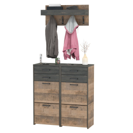 Две тумбы для обуви с ящиками и вешалкой для верхней одежды Трувор