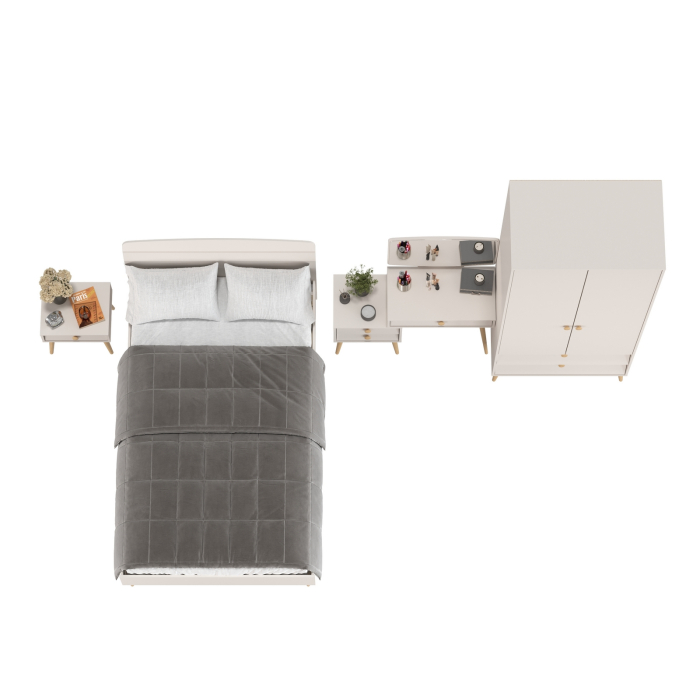 Спальные гарнитуры, Шкаф-комод Афина с трюмо и кроватью 1200 с прикроватной тумбочкой