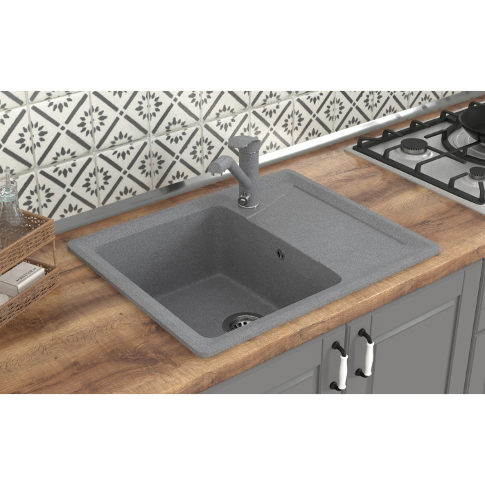 Кухонные мойки, Мойка ML-GMS03 СТАНДАРТ с крылом, 605*490*190мм