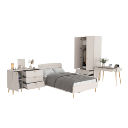 Столик с комодом и шкаф-комодом и кроватью 1200 Афина