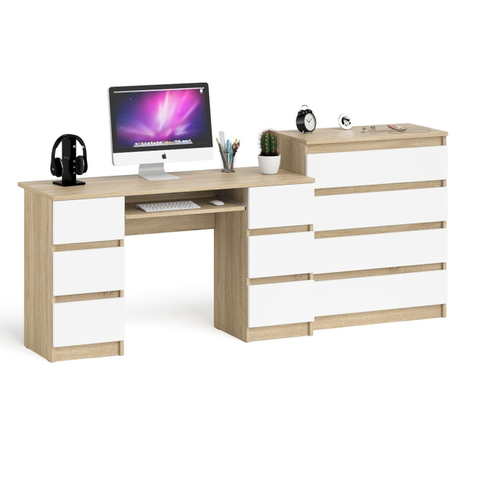 Компьютерные столы, Комод 800 4-ре ящика Мори и двухтумбовый компьютерный стол МС-2