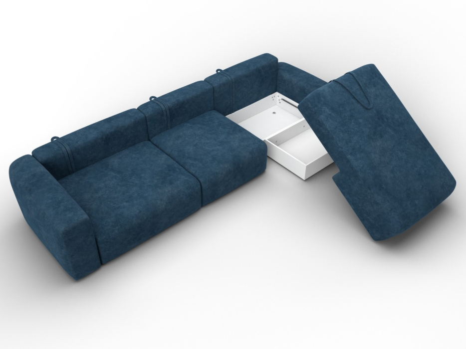 Диваны угловые в гостиную, Диван угловой Лига-066 НПБ Лонг угол правый, велюр BRUT