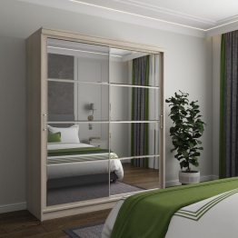 Шкаф-купе Престиж-2 ясень анкор/стекло/зеркало