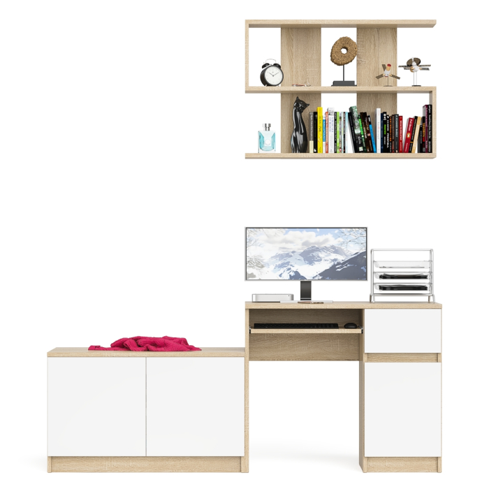 Прямые компьютерные столы, Стол компьютерный однотумбовый Мори МС-1 правый с верхней полкой 900 и тумбой